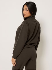 M&Co Brown Petite Half Placket Sweatshirt - Image 3 of 5