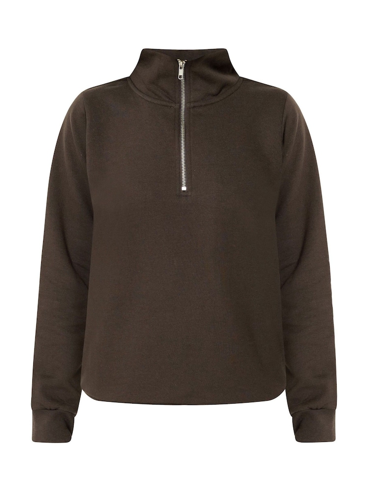 M&Co Brown Petite Half Placket Sweatshirt - Image 5 of 5 M&Co Brown Petite Half Placket Sweatshirt - Image 5 of 5