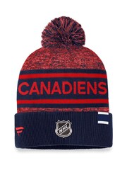 Fanatics Red NHL Montreal Canadiens Authentic Pro Rinked Cuffed Pom Knit Hat Unisex - Image 2 of 2