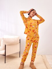 Ochre Yellow Fox - Bawełniana piżama z długim rękawem - Image 2 of 7