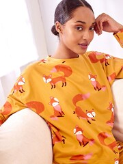 Ochre Yellow Fox - Bawełniana piżama z długim rękawem - Image 4 of 7