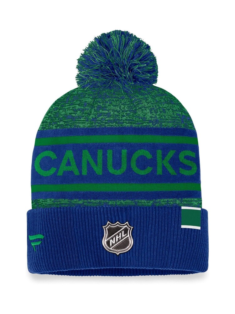 Fanatics Green NHL Vancouver Canucks Authentic Pro Rinked Cuffed Pom Knit Hat Unisex - Image 1 of 3 Fanatics Green NHL Vancouver Canucks Authentic Pro Rinked Cuffed Pom Knit Hat Unisex - Image 1 of 3