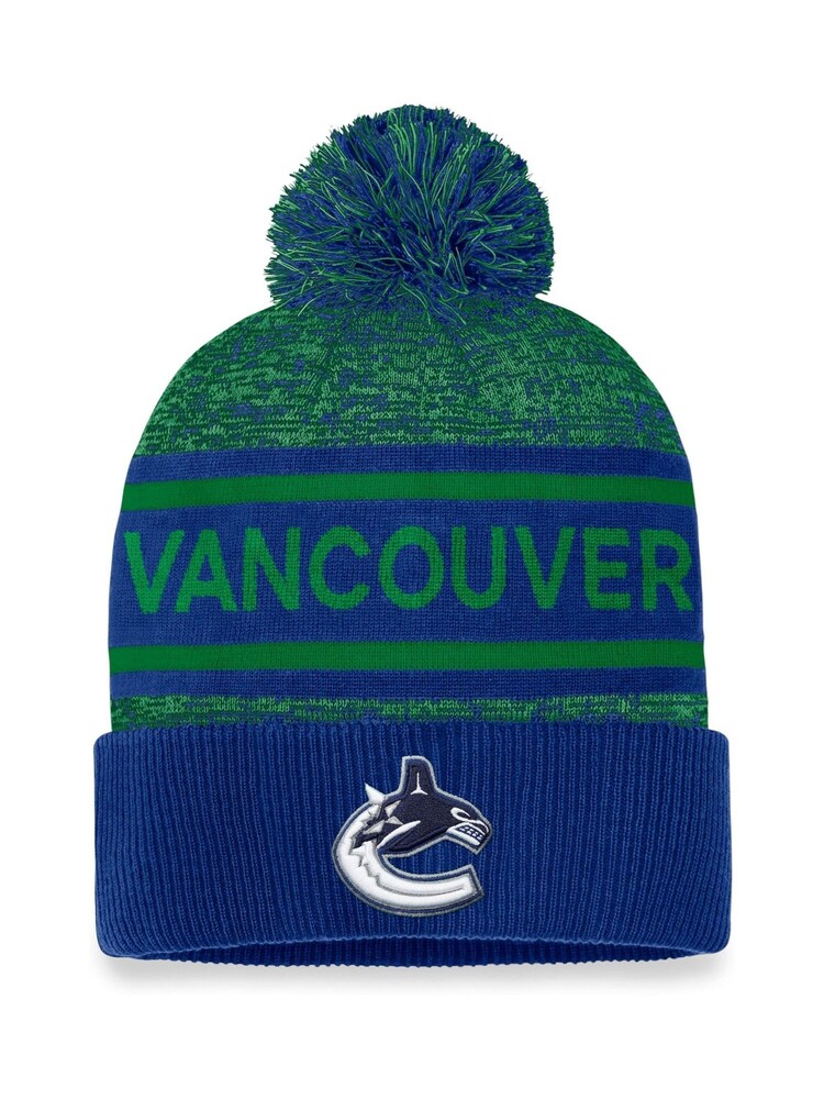 Fanatics Green NHL Vancouver Canucks Authentic Pro Rinked Cuffed Pom Knit Hat Unisex - Image 2 of 3 Fanatics Green NHL Vancouver Canucks Authentic Pro Rinked Cuffed Pom Knit Hat Unisex - Image 2 of 3