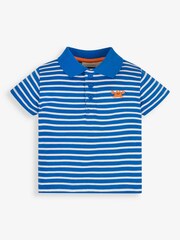 JoJo Maman Bébé Blue Stripe Crab Polo Shirt - Image 1 of 3