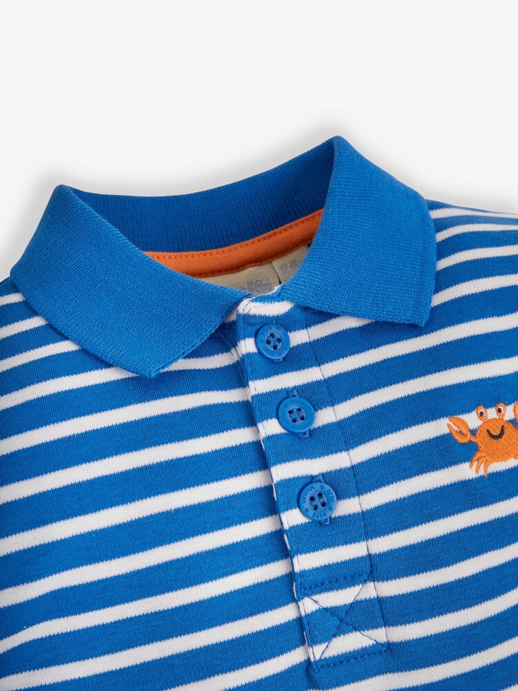 JoJo Maman Bébé Blue Stripe Crab Polo Shirt - Image 2 of 3
