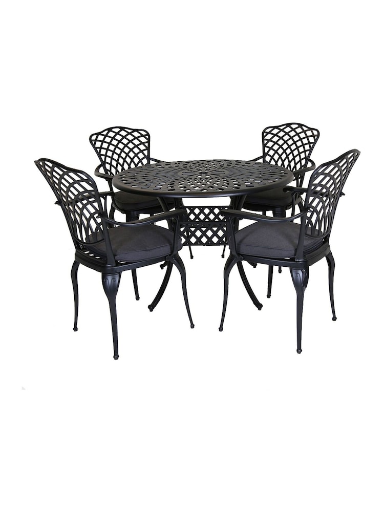 Charles Bentley Grey Garden Cast Aluminium Table and Chairs Set - Image 1 of 1