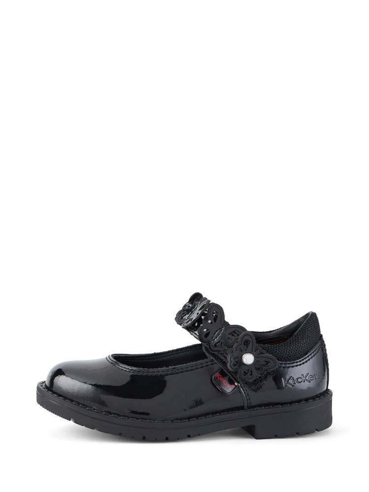 Kickers Black Lachly Infant Girls Butterfly MJ Patent Leather Shoes - Image 2 of 6