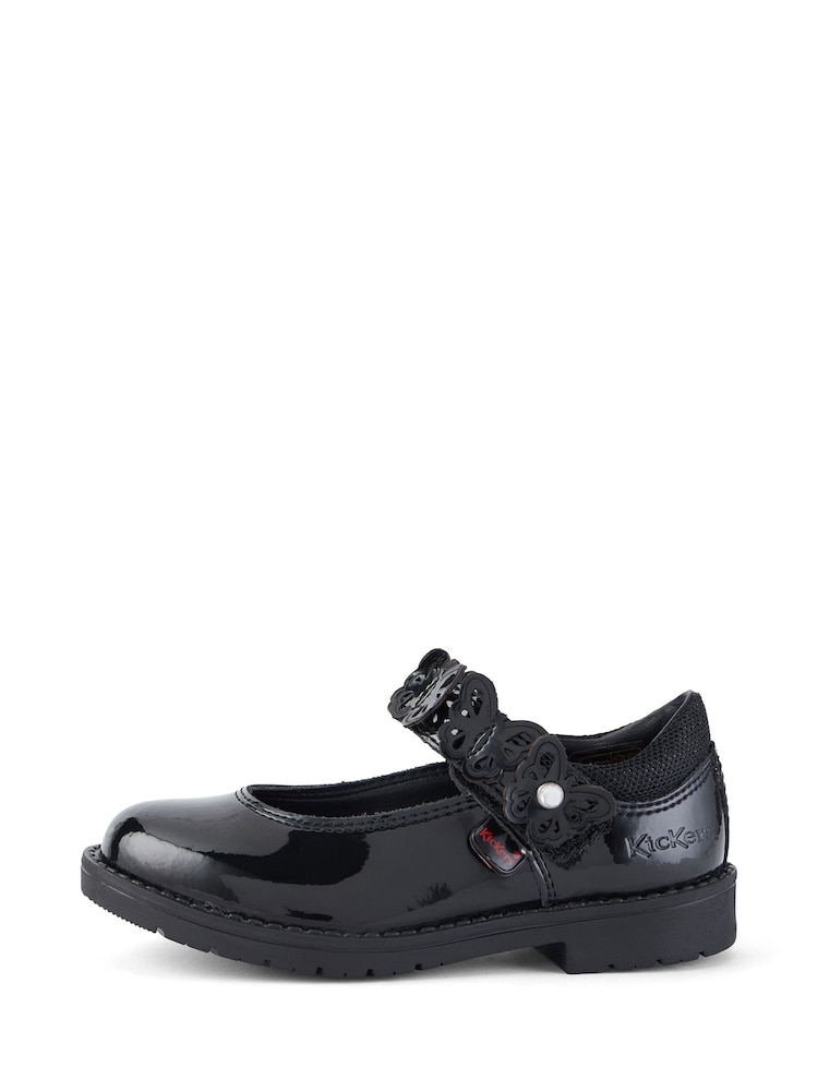 Kickers Black Lachly Infant Girls Butterfly MJ Patent Leather Shoes - Image 2 of 6 Kickers Black Lachly Infant Girls Butterfly MJ Patent Leather Shoes - Image 2 of 6