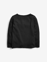 Black T-Shirt Cotton Rich Long Sleeve Rib T-Shirt (3mths-7yrs) - Image 2 of 3