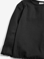 Black T-Shirt Cotton Rich Long Sleeve Rib T-Shirt (3mths-7yrs) - Image 3 of 3