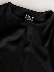 Black Cotton Rich Long Sleeve Rib T-Shirt (3mths-7yrs) - Image 4 of 5
