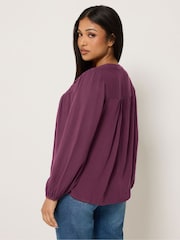 M&Co Petite Crochet Insert Long Sleeve Blouse - Bild 3 von 5