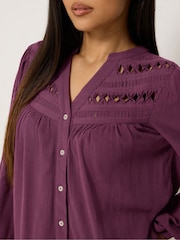 M&Co Petite Crochet Insert Long Sleeve Blouse - Bild 4 von 5