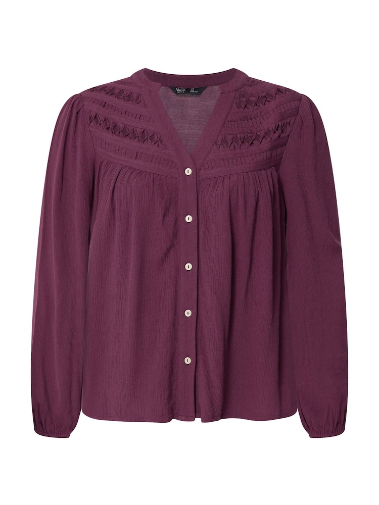M&Co Petite Crochet Insert Long Sleeve Blouse - Bild 5 von 5