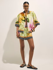 River Island Green Del Maar Short Sleeve Stripe Floral Shirt - Image 3 of 4