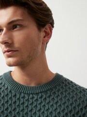Sage Green Regular Helix Cable Jumper - Image 3 of 7