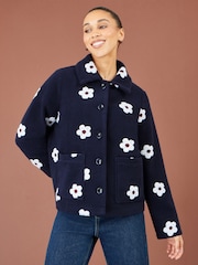 Blå - Yumi Brodert Daisy Fleecejakke - Bilde 1 av 5