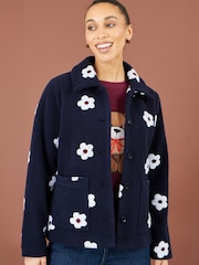 Blå - Yumi Brodert Daisy Fleecejakke - Bilde 2 av 5