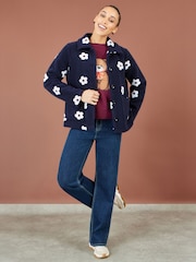 Blå - Yumi Brodert Daisy Fleecejakke - Bilde 3 av 5