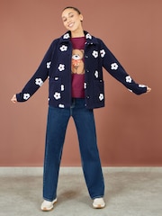 Blå - Yumi Brodert Daisy Fleecejakke - Bilde 4 av 5