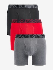 Under Armour Red/Grey 100% Cotton Performance Boxers 3 Pack - Image 1 of 6