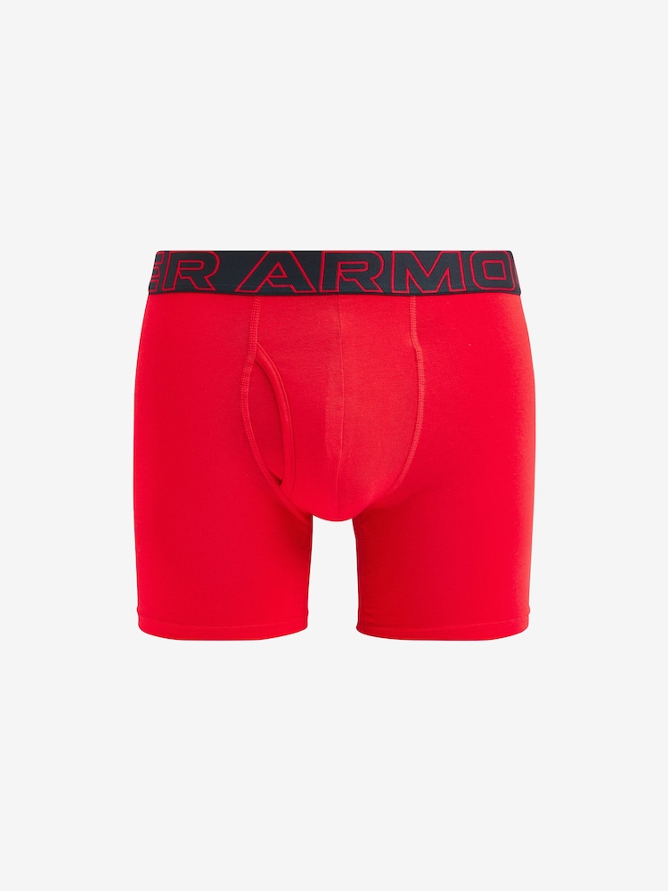 Under Armour Red/Grey 100% Cotton Performance Boxers 3 Pack - Image 5 of 6