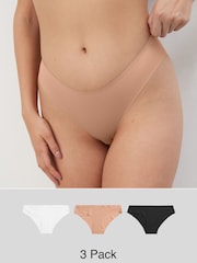 Black/White/Praline Nude Brazilian No VPL Comfort Knickers 3 Pack - Image 1 of 14