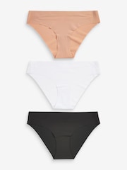 Black/White/Praline Nude Brazilian No VPL Comfort Knickers 3 Pack - Image 11 of 14