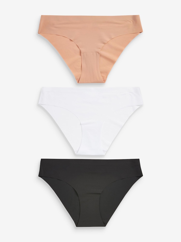 Noir/Blanc/Ppraline Nude - Lot 3 culottes invisibles et confortables - Image 11 of 14