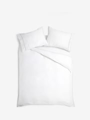 White/Silver Collection Luxe 600 Thread Count 100% Cotton Sateen Luxury Duvet Cover And Pillowcase Set - Image 3 of 4