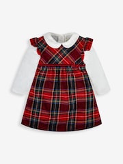 JoJo Maman Bébé Red Tartan Baby Dress & Body Set - Image 1 of 4