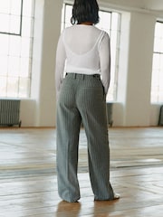 Grey Rochelle Humes Striped Wide Leg Trousers - Image 3 of 6