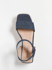 Simply Be Extra Wide Fit Denim Blue Daria Square Toe Espadrille Flatform Sandals - Image 3 of 3