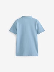 Blue Regular Fit Cotton School Short Sleeve 100% Cotton Polo Shirts 2 Pack (3-16yrs) - Image 2 of 3