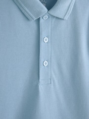 Blue Regular Fit Cotton School Short Sleeve 100% Cotton Polo Shirts 2 Pack (3-16yrs) - Image 3 of 3