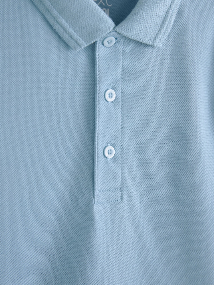 Blue Regular Fit Cotton School Short Sleeve 100% Cotton Polo Shirts 2 Pack (3-16yrs) - Image 3 of 3