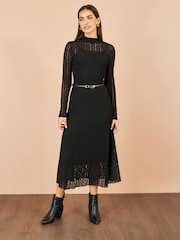 Yumi Black High Neck Lace Midi Dress - Image 3 of 5