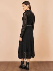 Yumi Black High Neck Lace Midi Dress - Image 5 of 5