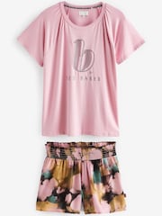 B by Ted Baker Kurzer Pyjama aus Jersey und Viskose-Satin - Bild 9 von 10
