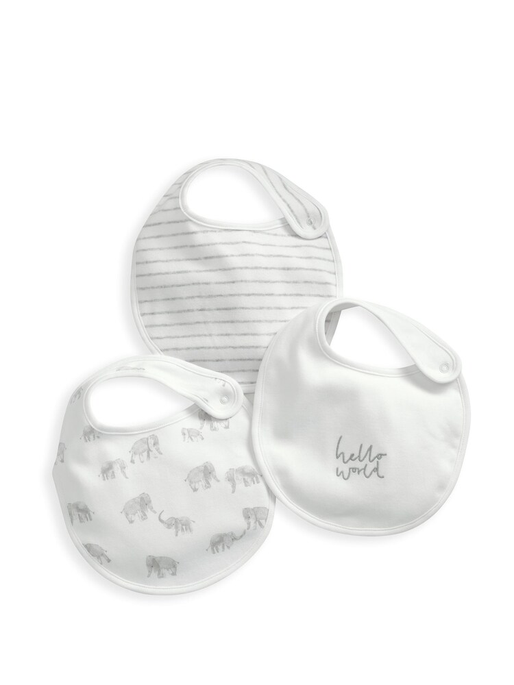 Mamas & Papas Elephant 100% Cotton Bibs 3 Packs Set - Image 1 of 4