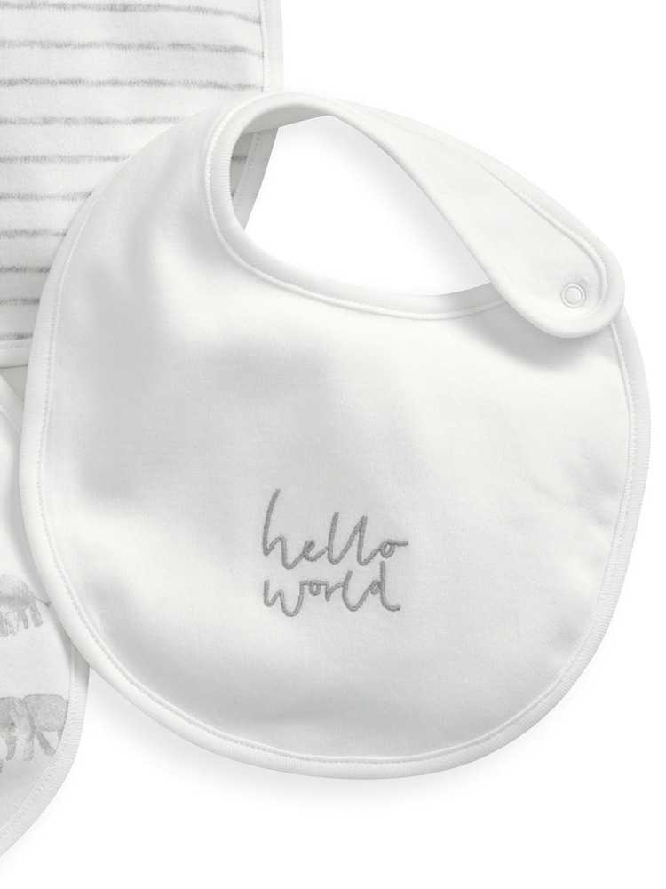 Mamas & Papas Elephant 100% Cotton Bibs 3 Packs Set - Image 2 of 4