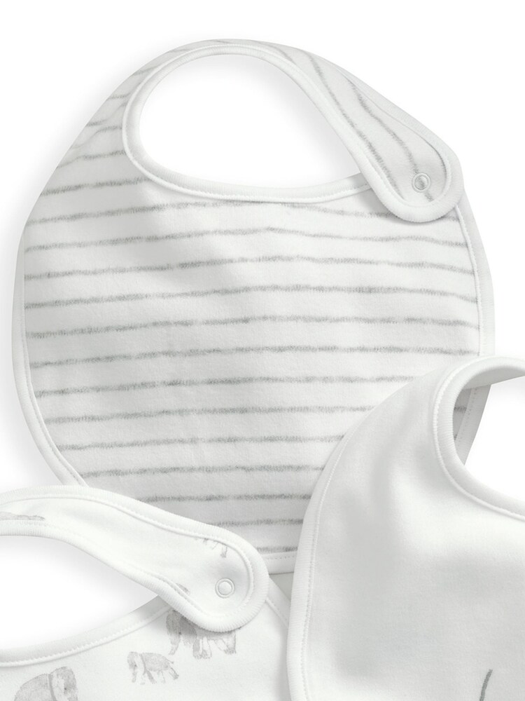 Mamas & Papas Elephant 100% Cotton Bibs 3 Packs Set - Image 4 of 4
