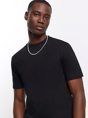 River Island Black Slim Fit 100% Cotton T-Shirt - Image 4 of 6