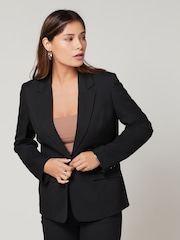 Black Tailored Fuller Bust Single Breasted Blazer - Image 1 of 7