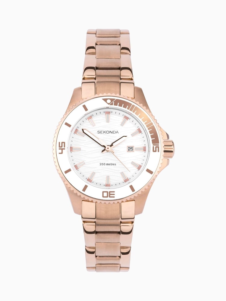 Sekonda Ladies Gold Tone Pacific Wave Bracelet Watch - Image 1 of 6