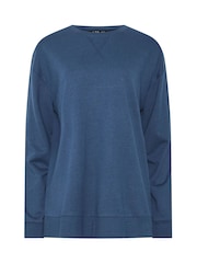 Long Tall Sally Blue Premium Modal Cotton Crew Neck Sweat Top - Image 5 of 6