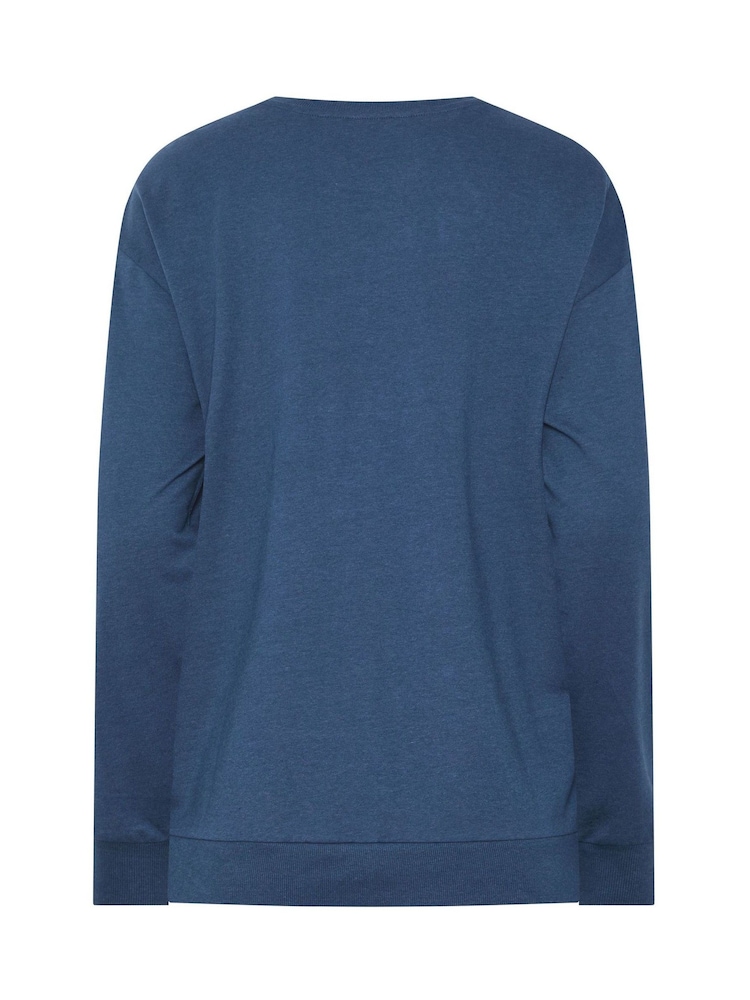 Long Tall Sally Blue Premium Modal Cotton Crew Neck Sweat Top - Image 6 of 6