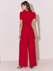 Lipsy Red Military Buttoned Jumpsuit - Image 4 of 5