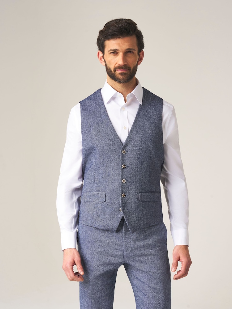 Синий - Skopes Костюм из твида Jude Tweed Tailored Fit Suit жилет - Image 1 of 4