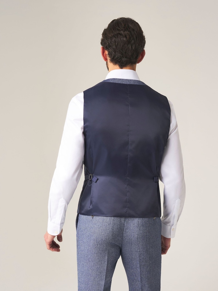 Синий - Skopes Костюм из твида Jude Tweed Tailored Fit Suit жилет - Image 2 of 4
